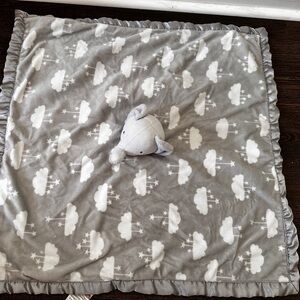 Parents Choice Grey Elephant Clouds X Large Plush Baby Security Blanket big 24"
